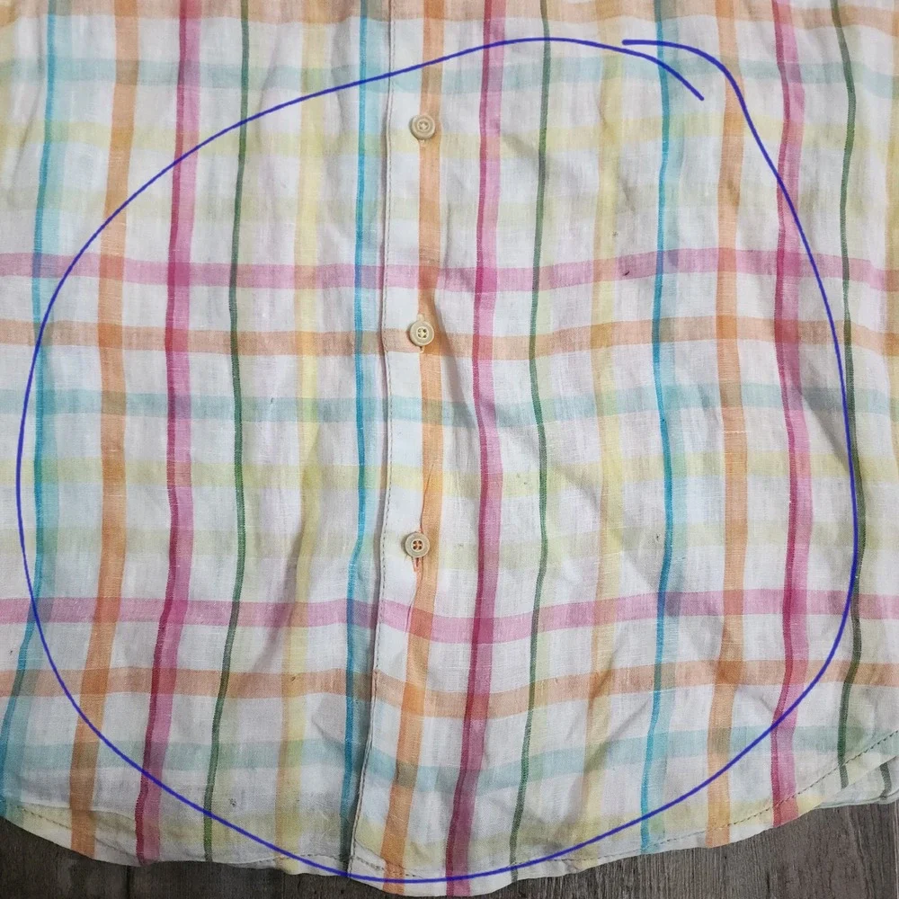 Tommy Bahama Button Front Shirt Mens XXL Multi Color Plaid Linen Island Modern